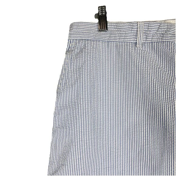 Lands End High Rise Seersucker Shorts Mens 35 Flat Front Stretch Waist Chino - Picture 3 of 12